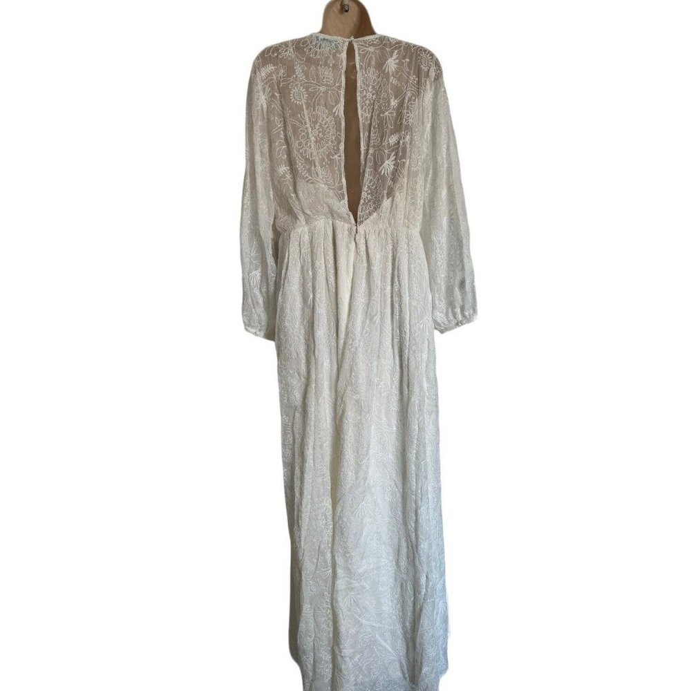 Modcloth “Just The Beginning” White Maxi Dress Lace Long Sleeve Size Large NWT - Picture 8 of 16